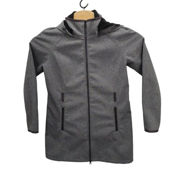 The North Face Jacket Women's Gray Windwall Long Length Hooded Full Zip Large - Picture 1 of 14